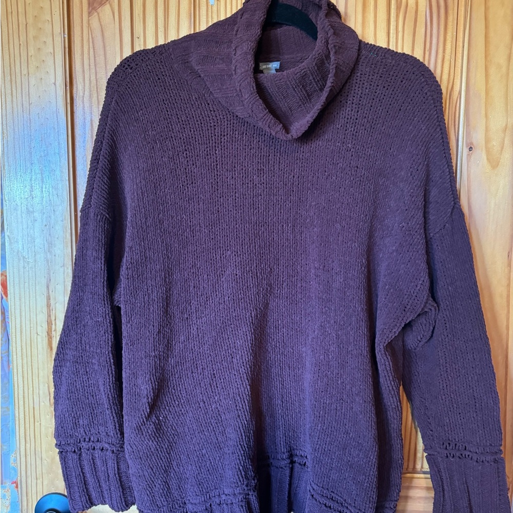 Aerie Rich Brown Cowl Neck Sweater